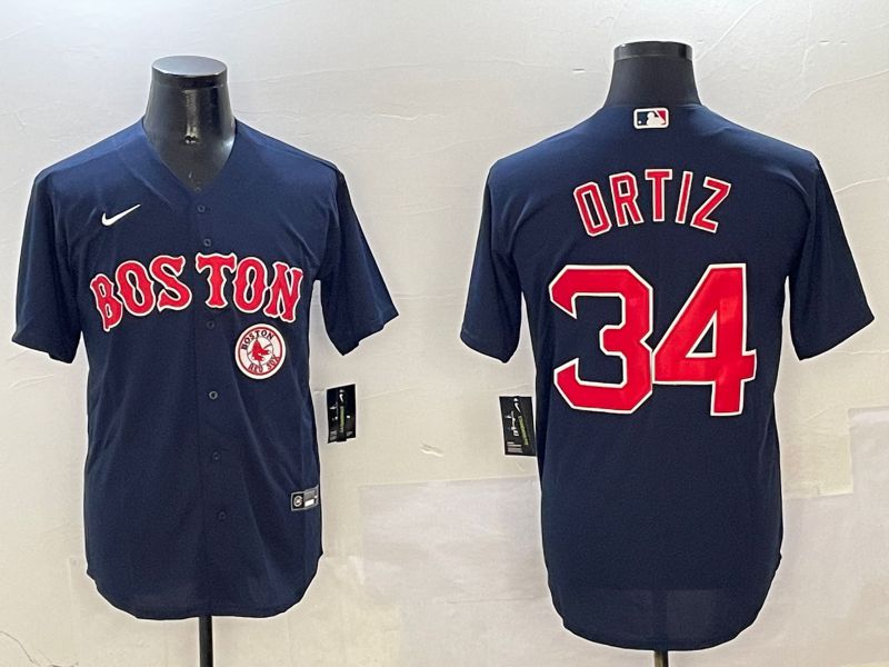 Men Boston Red Sox #34 Ortiz Blue Game 2025 Nike MLB Jersey style 1->boston red sox->MLB Jersey